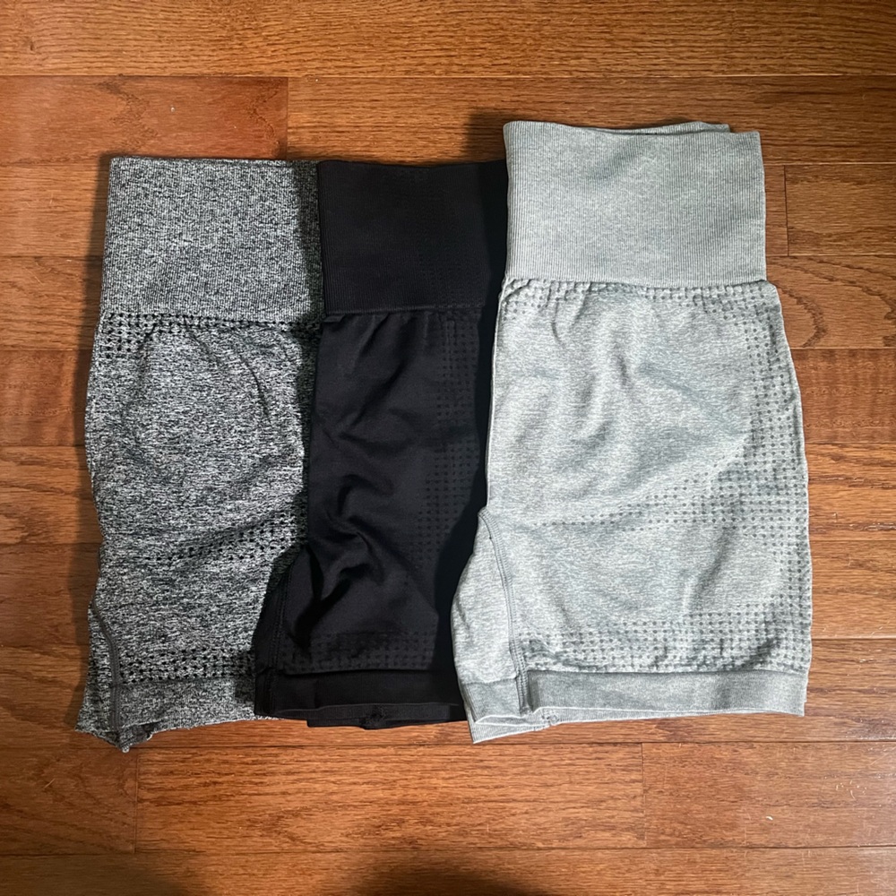 Women's Athletic Shorts - Gray, Black, Light Gray